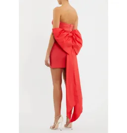 Rebecca Vallance Bon Ami Strapless Bow Mini Dress in Coral/Pink Size AU 10  for rent on The Volte - image 3