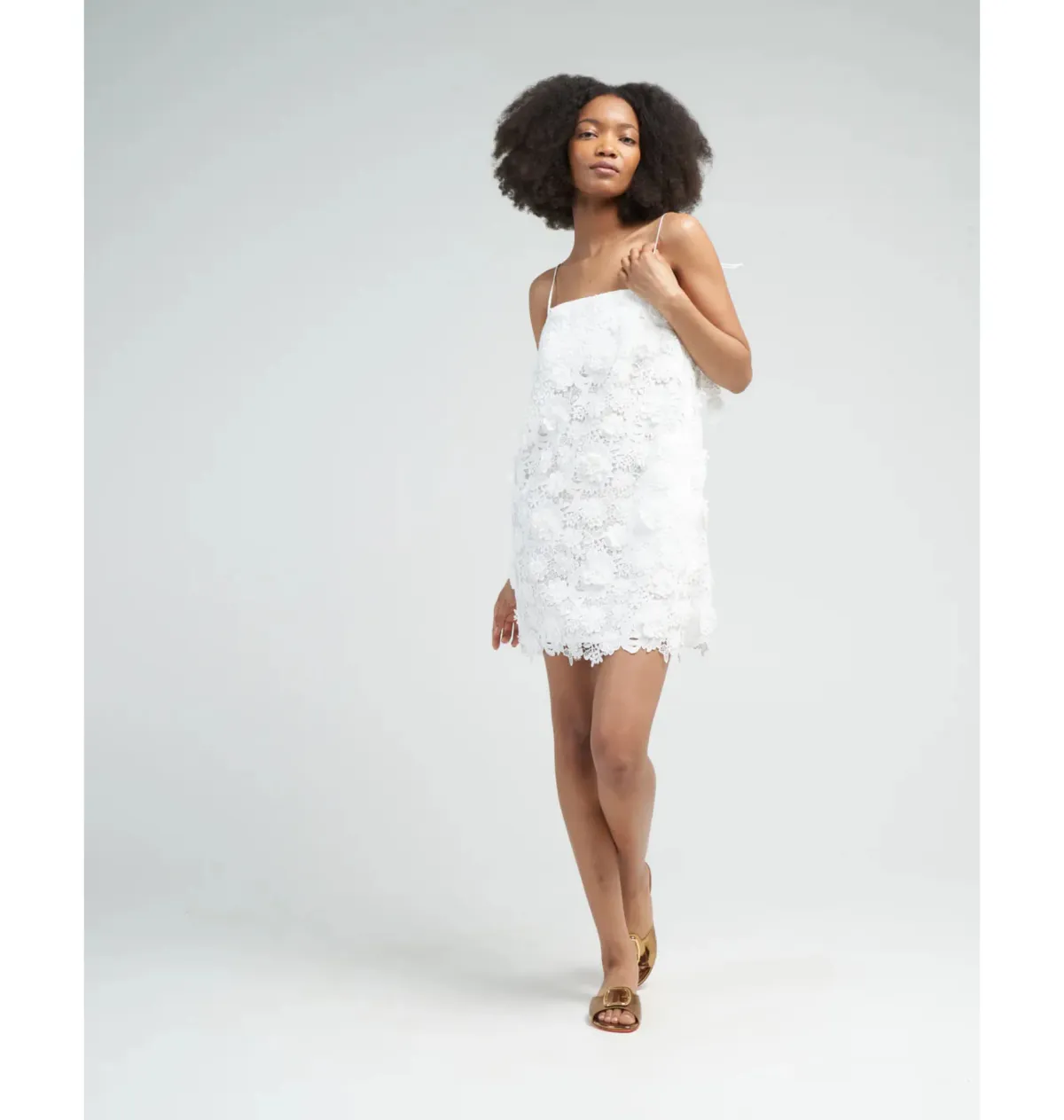 Zimmermann Raie Lace Flower Mini Dress Ivory Size 1 / AU 10 - Image 1