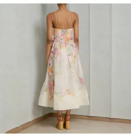 Zimmermann Natura Corset Midi Dress Kaleidoscope Garden Size 2 / AU 12 for rent on The Volte - image 3