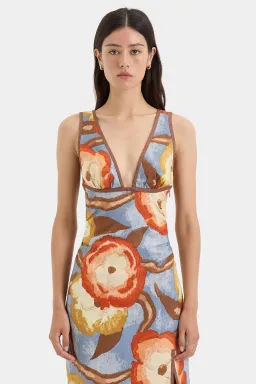 Sir the Label Avery V Neck Midi Dress Camellia Floral Print Size 3 (AU 12) for rent on The Volte - image 2
