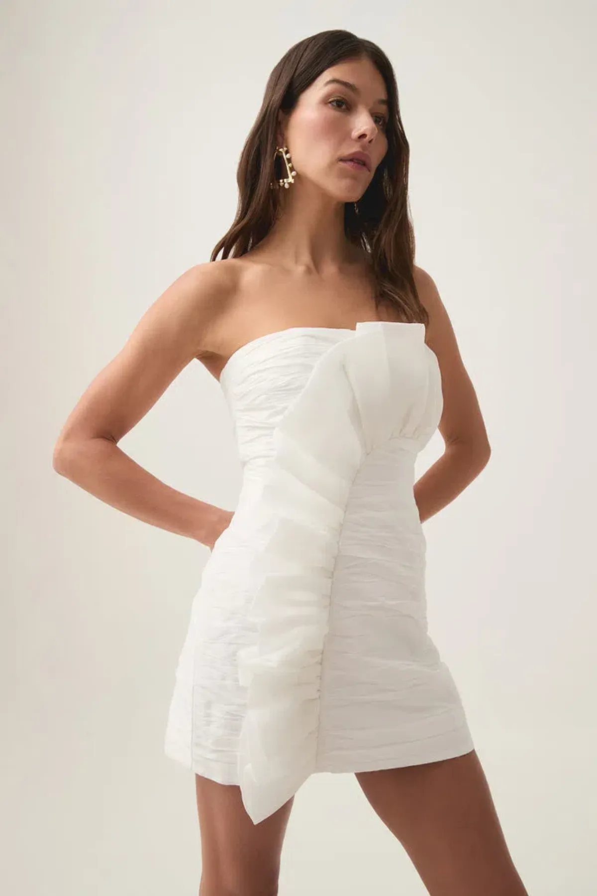 Aje Telma Ruffle Micro Mini Dress Ivory Size 12 - Image 2