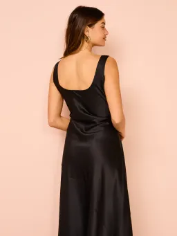 By Nicola Beneath The Stars Bias Cut Slip Dress In Black Size 12 for rent on The Volte - image 6