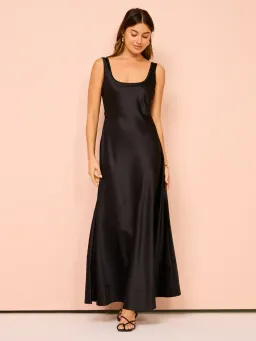 By Nicola Beneath The Stars Bias Cut Slip Dress In Black Size 12 for rent on The Volte - image 4