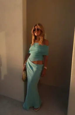Benni Nico Maxi Off Shoulder Maxi Dress Aquamarine Size S / AU 8 for rent on The Volte - image 3