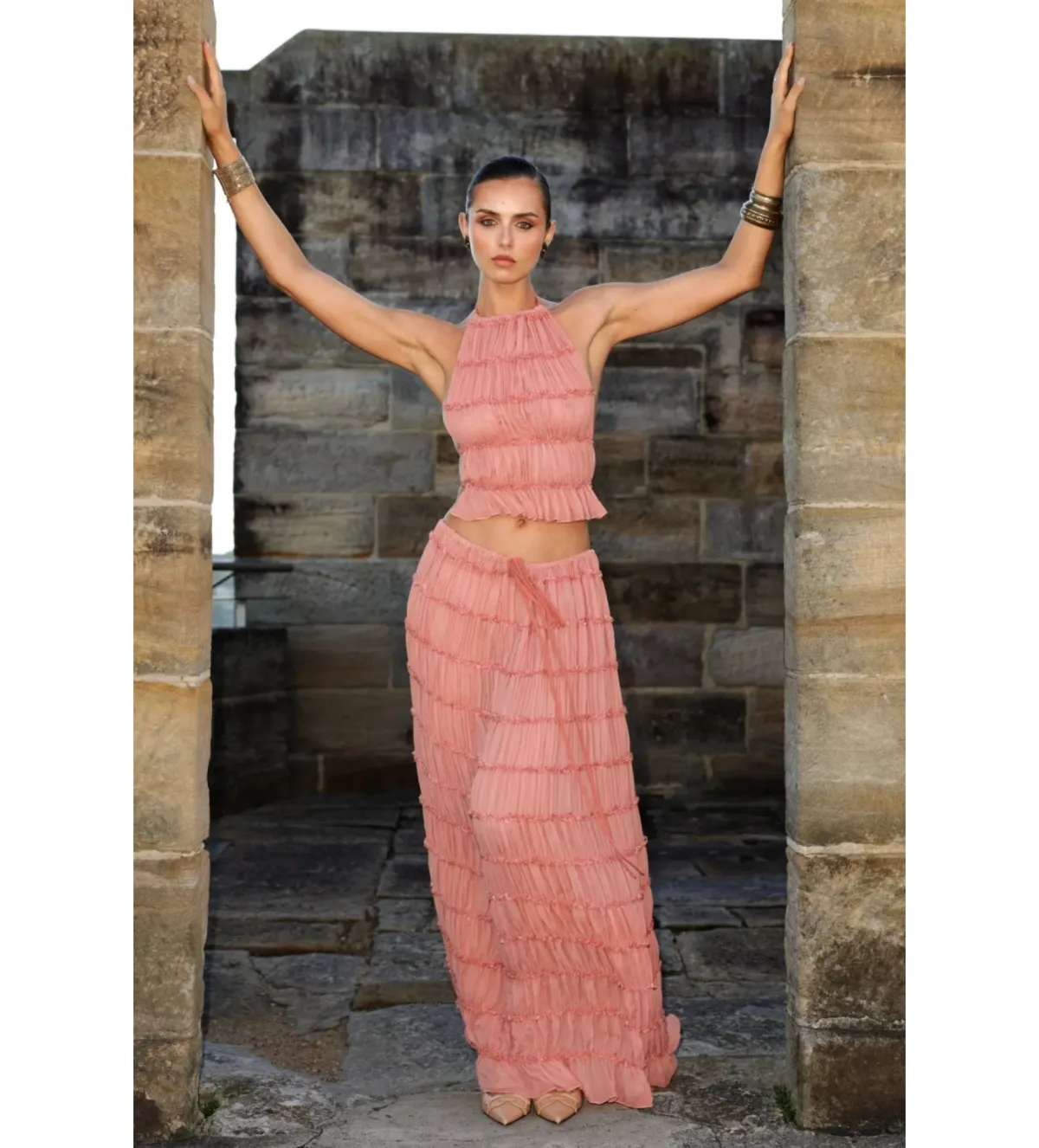 Arcina Ori Juliette Halter and Skirt Set in Peach Size S/Au 6 - Image 1