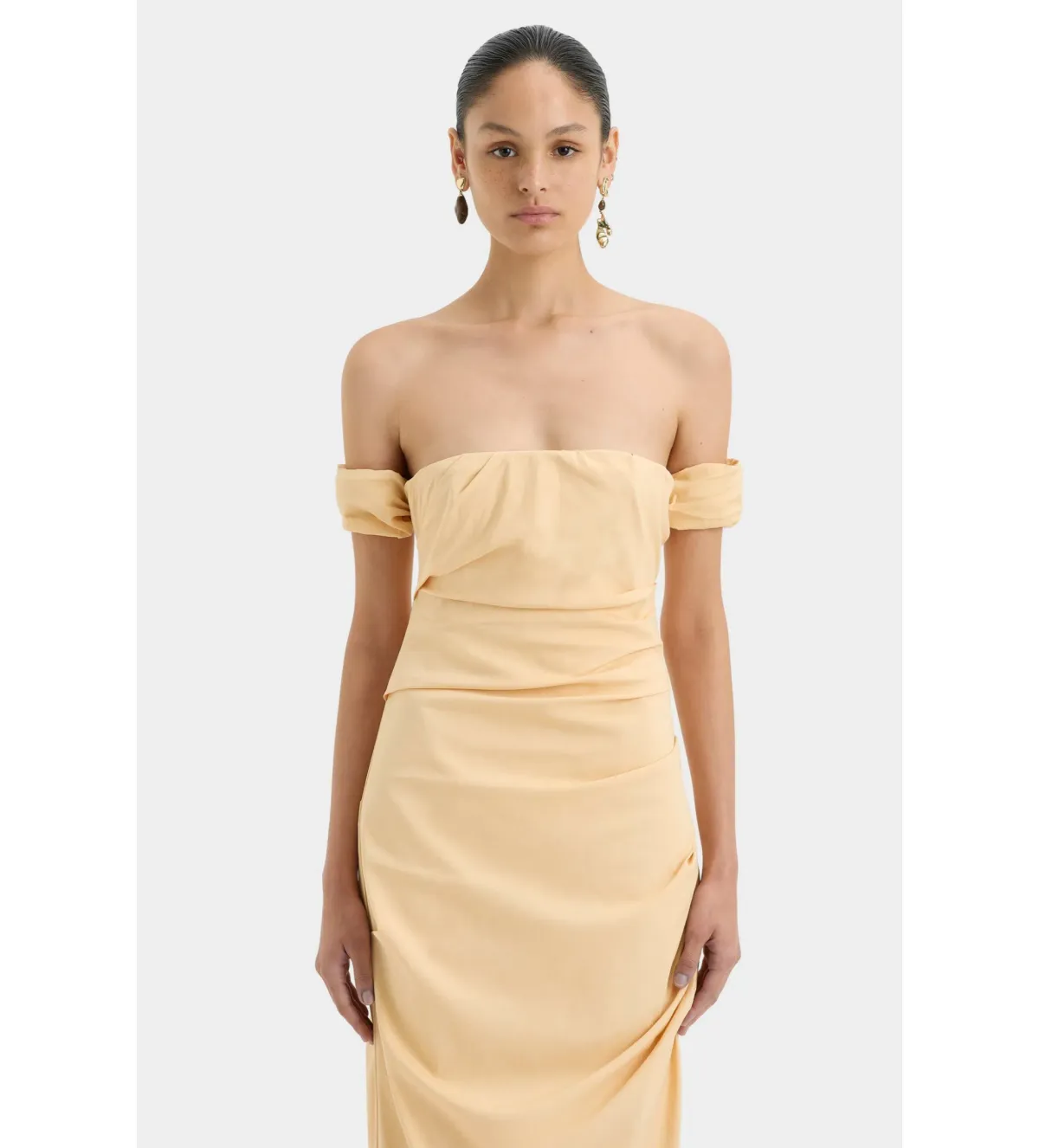 Sir the Label The Carmen Draped Gown in Light Peach Size 2/Au 10 - Image 2