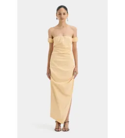 Sir the Label The Carmen Draped Gown in Light Peach Size 2/Au 10  for rent on The Volte - image 1