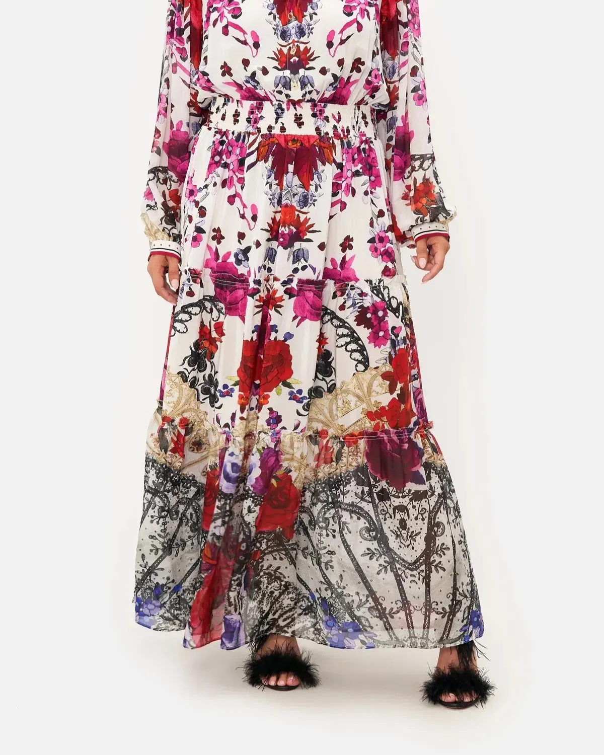 Camilla Button Through Tiered Maxi Dress Reign of Roses Print Size XL / AU 16  - Image 4