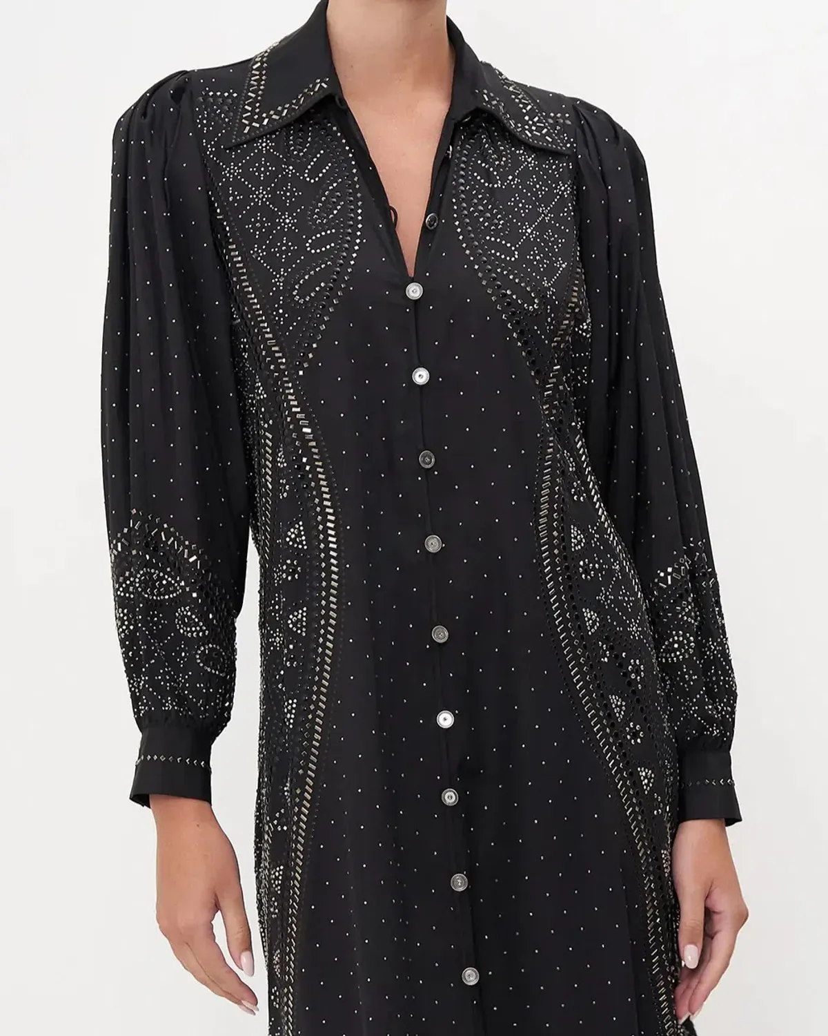 Camilla Curved Collar Shirt Midi Dress Luxe Espiritu Size L / AU 14 - Image 4