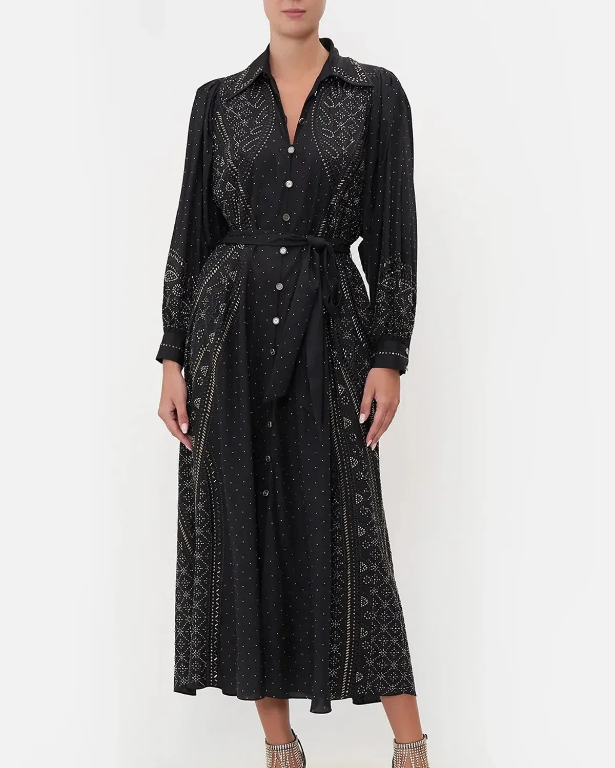 Camilla Curved Collar Shirt Midi Dress Luxe Espiritu Size L / AU 14 - Image 1