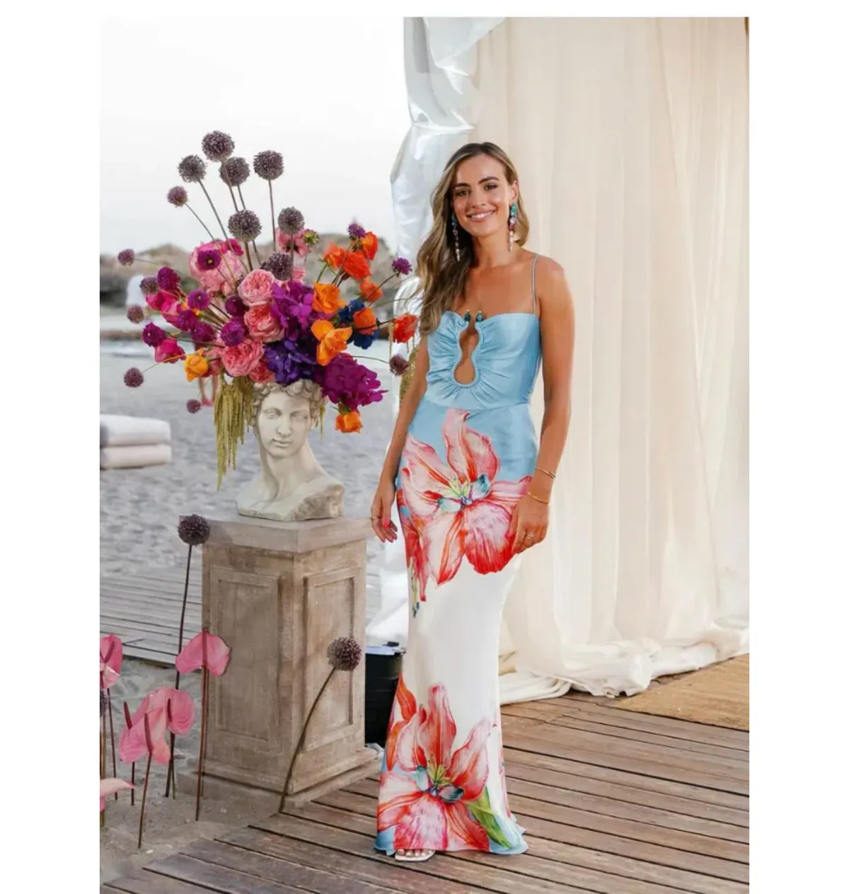 Rebecca Vallance Orchid Oasis Strap Gown Print Size AU 8 - Image 5