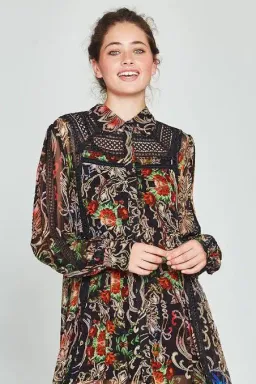 COOP State of Lace Midi Dress Black Moonflower Print Size S / AU 8 for rent on The Volte - image 4