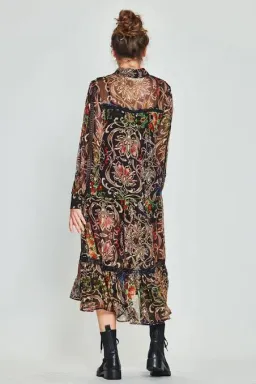 COOP State of Lace Midi Dress Black Moonflower Print Size S / AU 8 for rent on The Volte - image 3