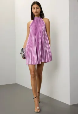 L’Idee Amour Pleated Mini Dress Purple Size 6 for rent on The Volte - image 1
