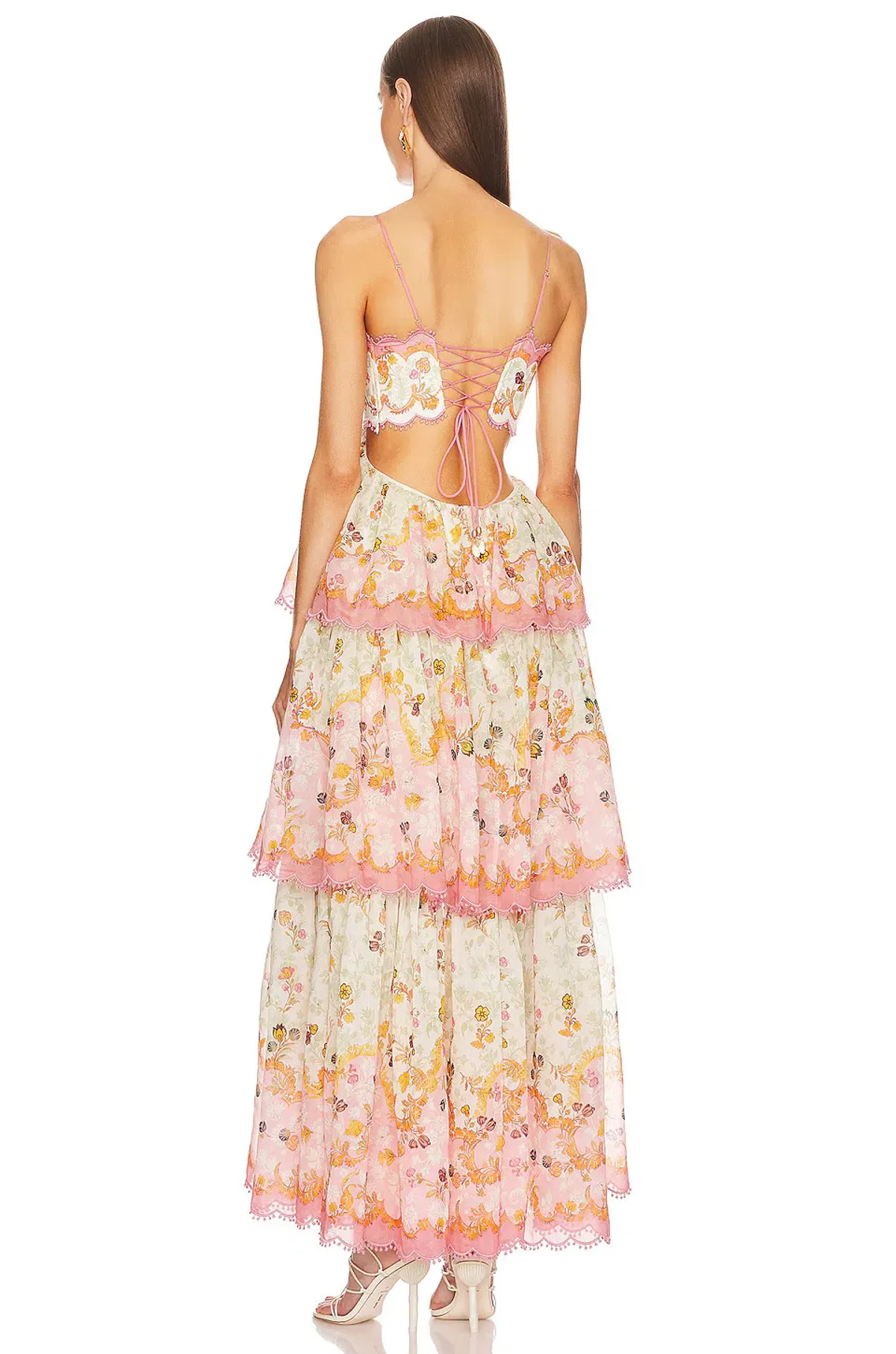 Zimmermann Laurel Frill Midi Dress Pink/Green Floral Size 3 / AU 14 - Image 2