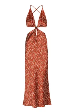 Shona Joy Artisti Silk Cut Out Tie Back Midi Dress Print Size 6  for rent on The Volte - image 6