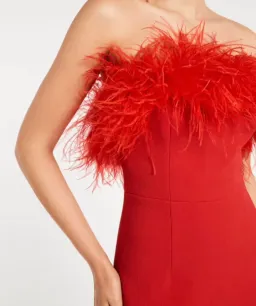 Rebecca Vallance Scarlett Strapless Feather Gown Red Size 6  for rent on The Volte - image 2