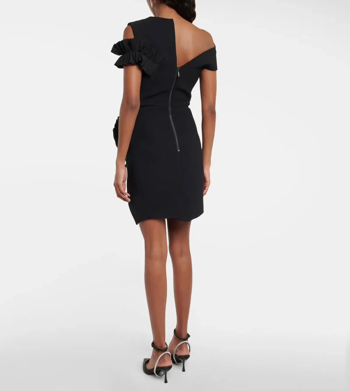 Toni Maticevski Avery Ruffled Crepe Mini Dress Black Size 8 - Image 2