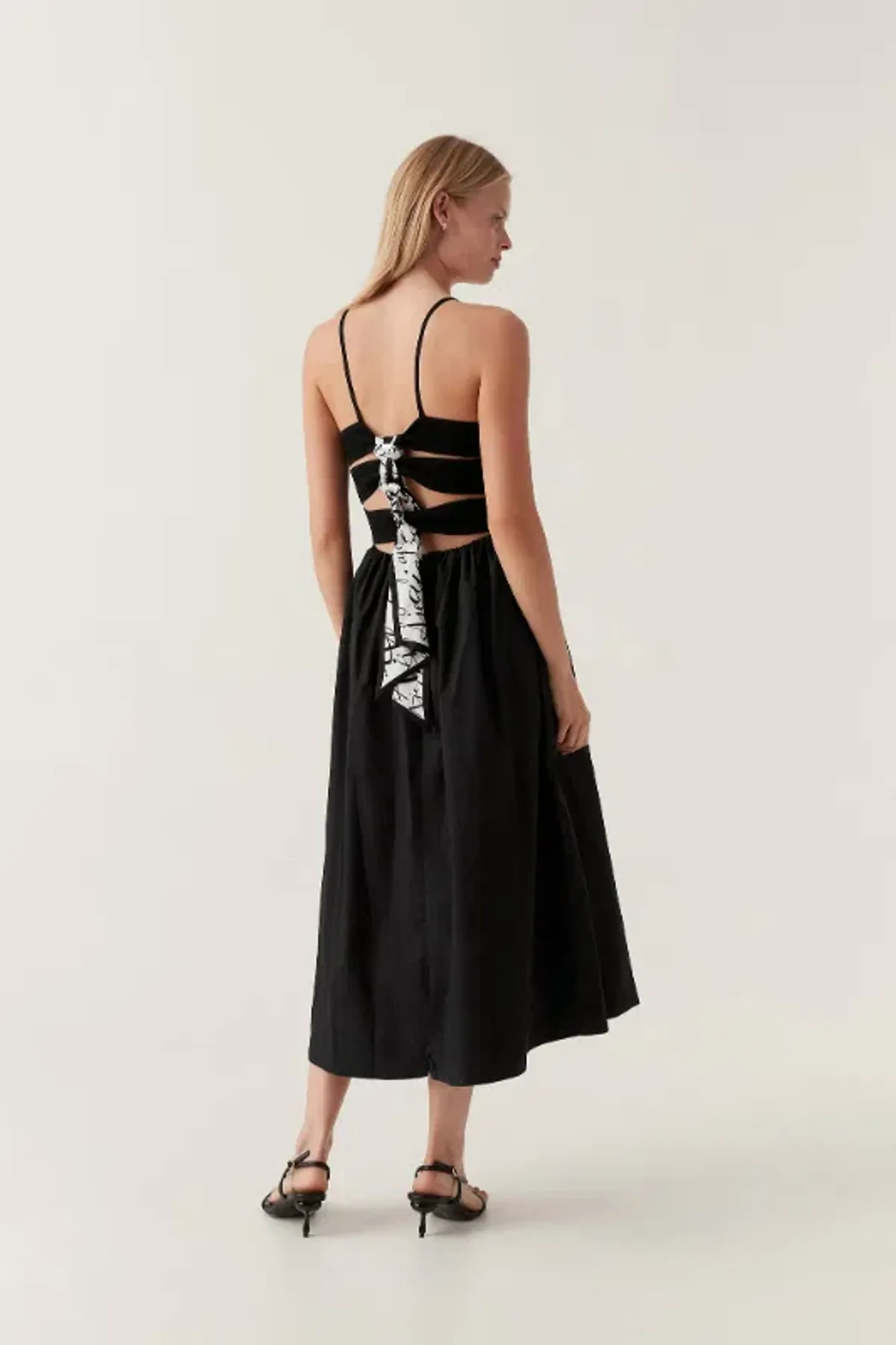 Aje Danica Tie Back Midi Dress Black Size AU 16 - Image 4