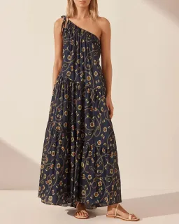 Shona Joy Vacance One Shoulder Tiered Maxi Dress Print Size 16 for rent on The Volte - image 1