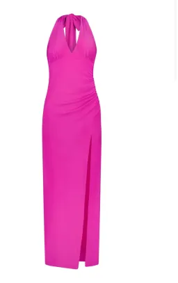 With Harper Lu Halter Maxi Dress in Fuchsia Size M / AU 10 for rent on The Volte - image 4