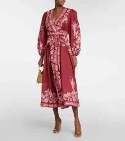 Zimmermann Tiggy Wrap Midi Dress Rhubarb Bird Floral Size 0 / 8 AU for rent on The Volte - image 2