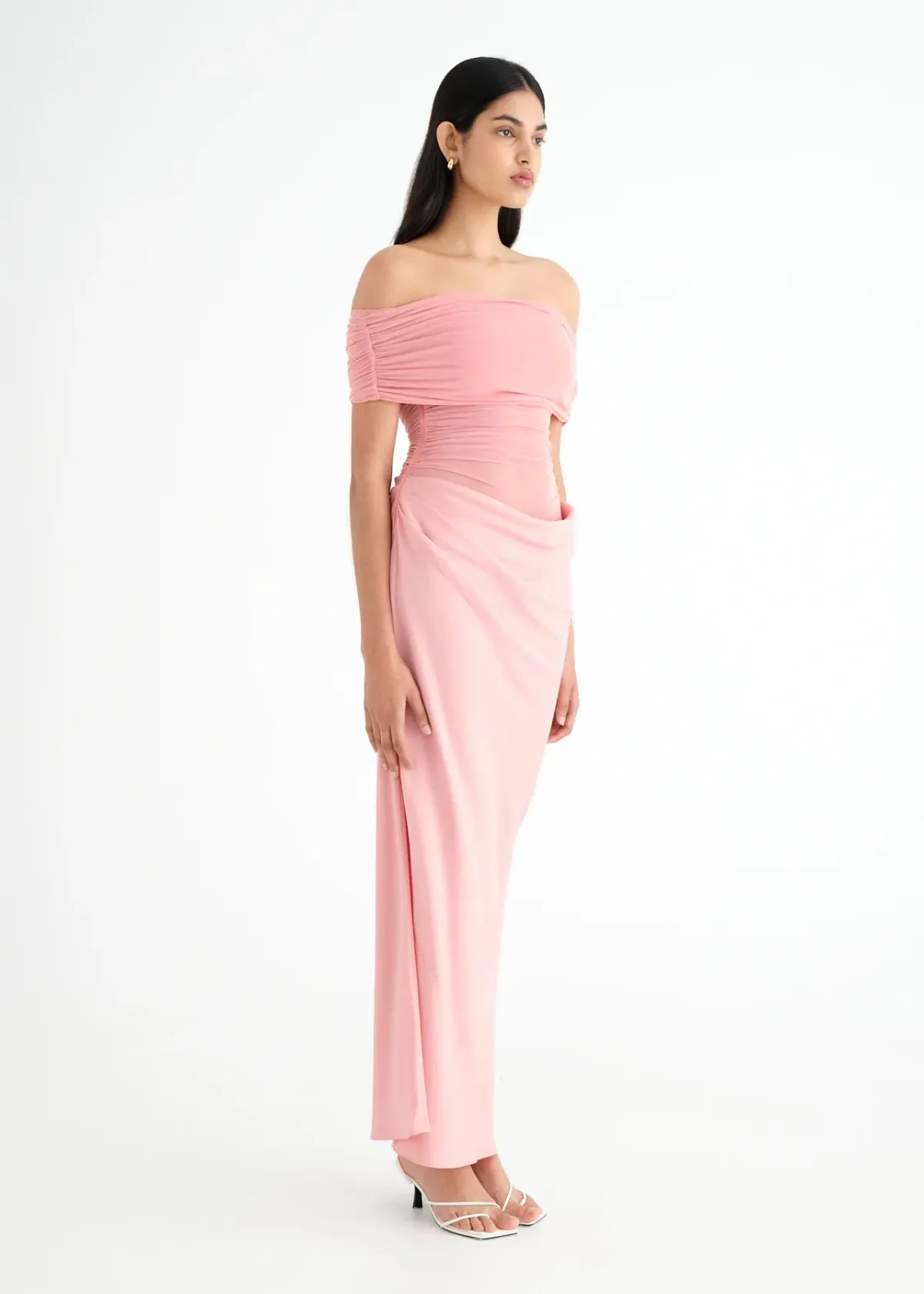 Benni Nico Off Shoulder Maxi Dress Candy Floss Pink Size AU 6 - Image 2