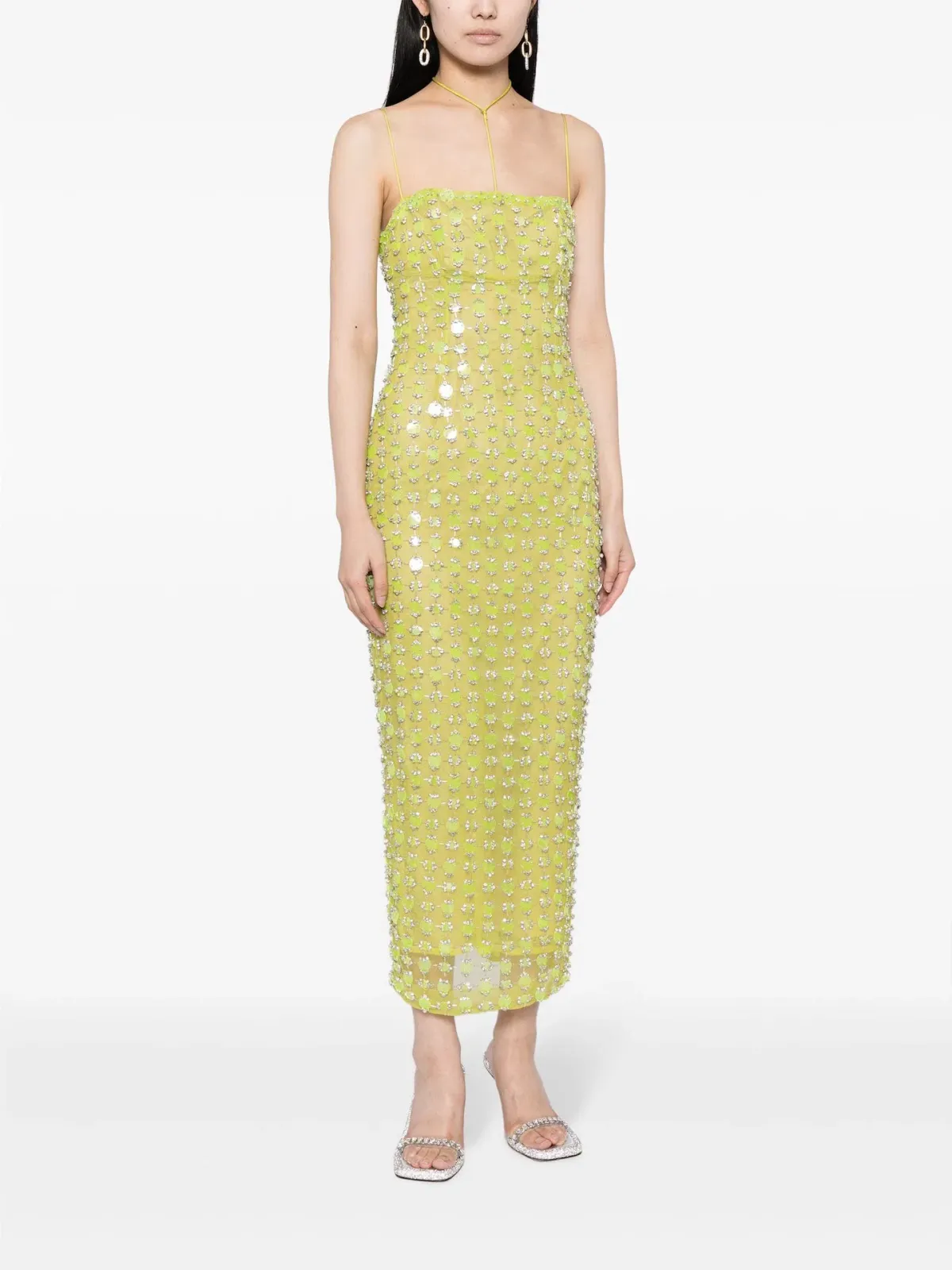 Rachel Gilbert Lucinda Midi Dress with Crystals Lime Size 3 / AU 12 - Image 1