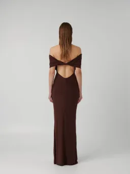 Effie Kats Viela Gown Cocoa Brown Size XS (6 AU) for rent on The Volte - image 5