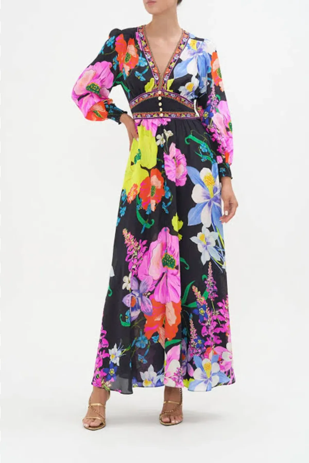 Camilla Button Dress with Shaped Waistband Away With The Fairies Size S/Au 10 - Image 2