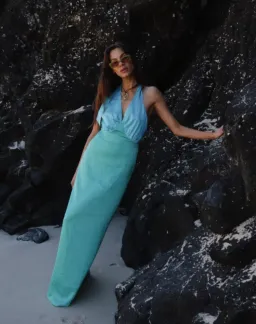 The Wolf Gang Oahu Slip Maxi Dress in Aquamarine Blue | Size S Small AU 8  for rent on The Volte - image 5