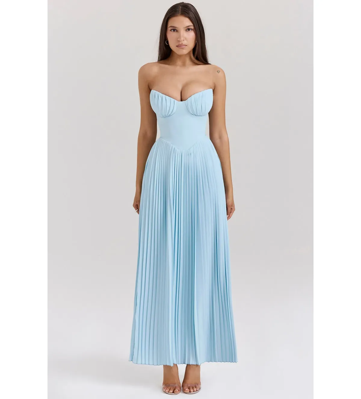 House of CB Marcella Pleated Maxi Dress Ocean Blue Size 8 - Image 1