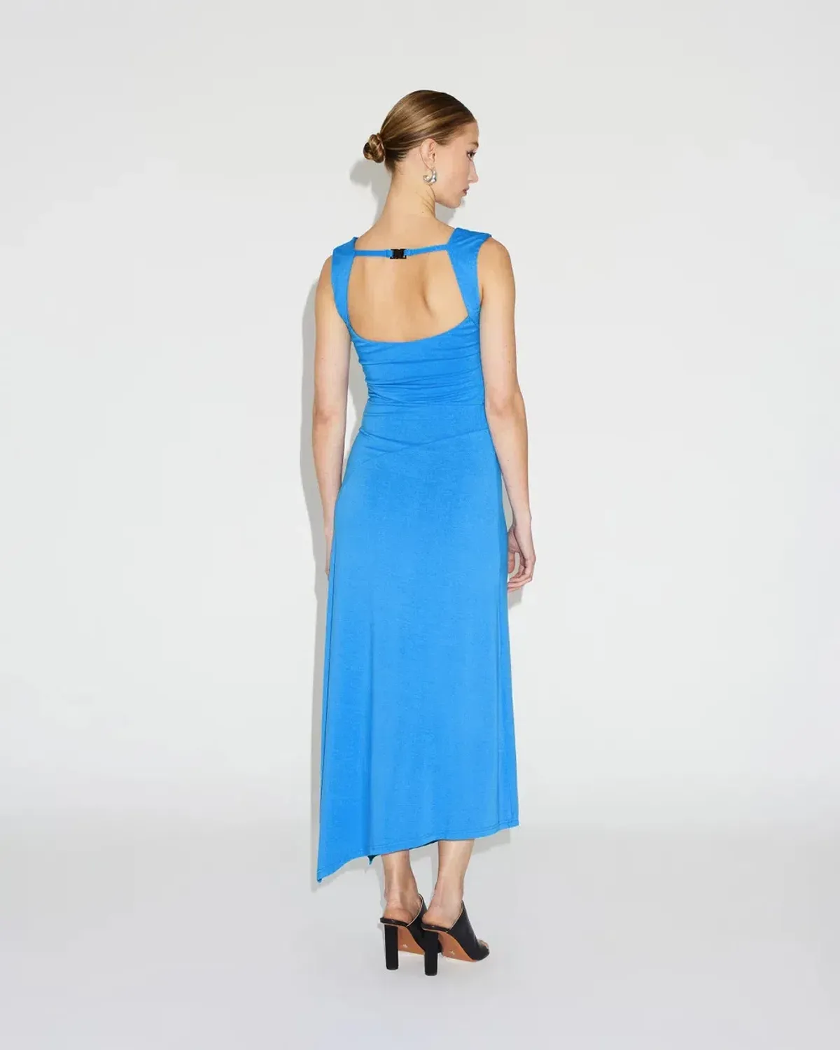 Lover Larina Asymetric Midi Dress Blue Size AU 10 - Image 3