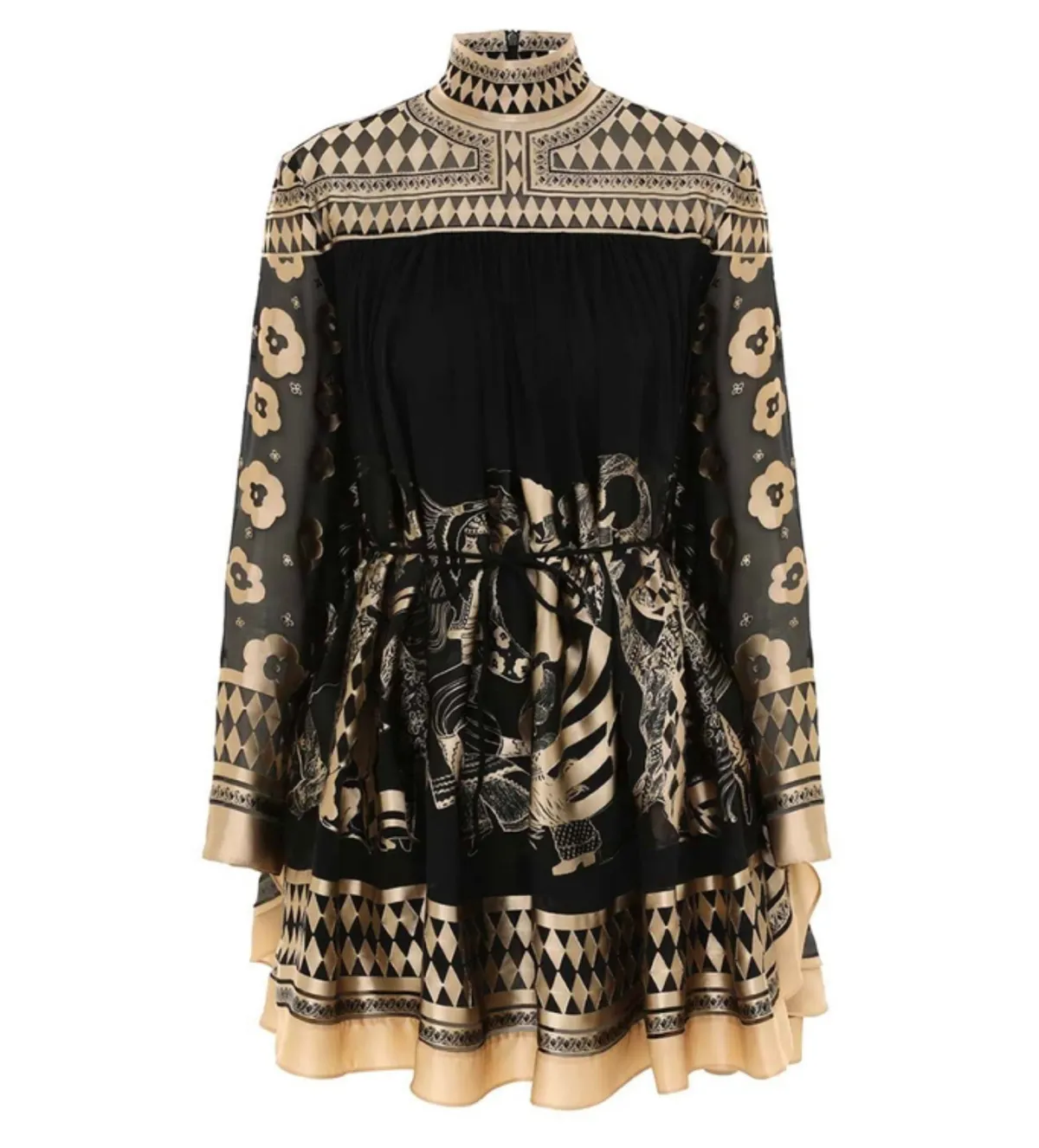 Zimmermann The Illustration Otto Mini Dress in Black/Tea Size OP/Au 6 - Image 4