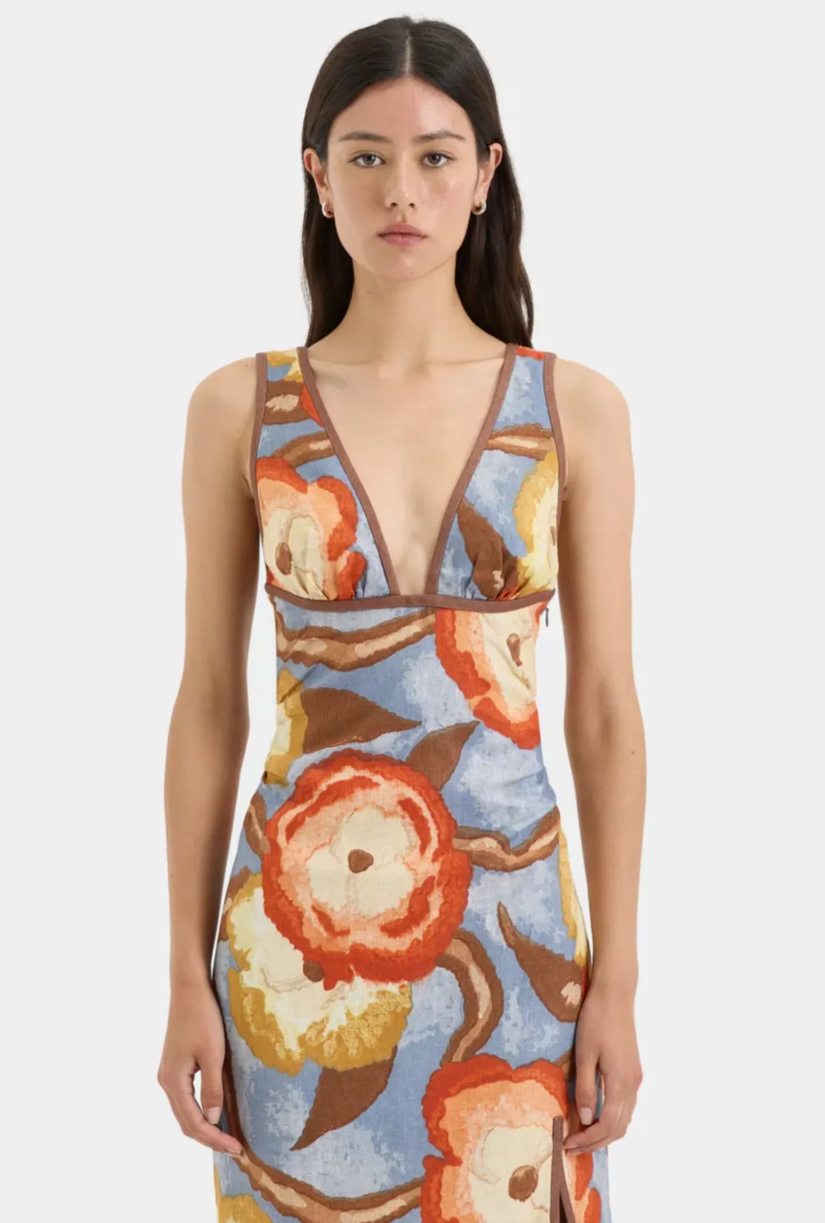 Sir The Label Avery V Neck Midi Dress Camellia Floral Print Size 1 / AU 8 - Image 2