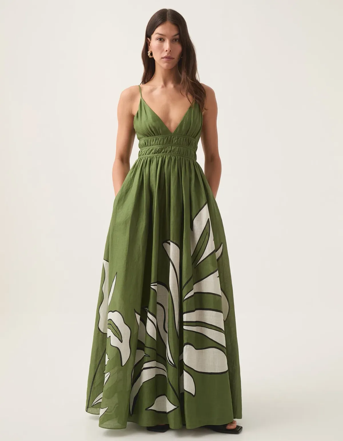 Aje Planetary Maxi Dress Abstract Fern Green Size 8 - Image 1