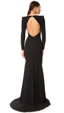 Alex Perry Francoise Satin Crepe V Sleeve Gown  Black Size 6  for rent on The Volte - image 3