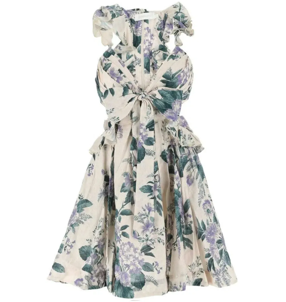 Zimmermann Cassia Ruffle Mini Dress Hydrangea Floral Size 3 / AU14 - Image 4
