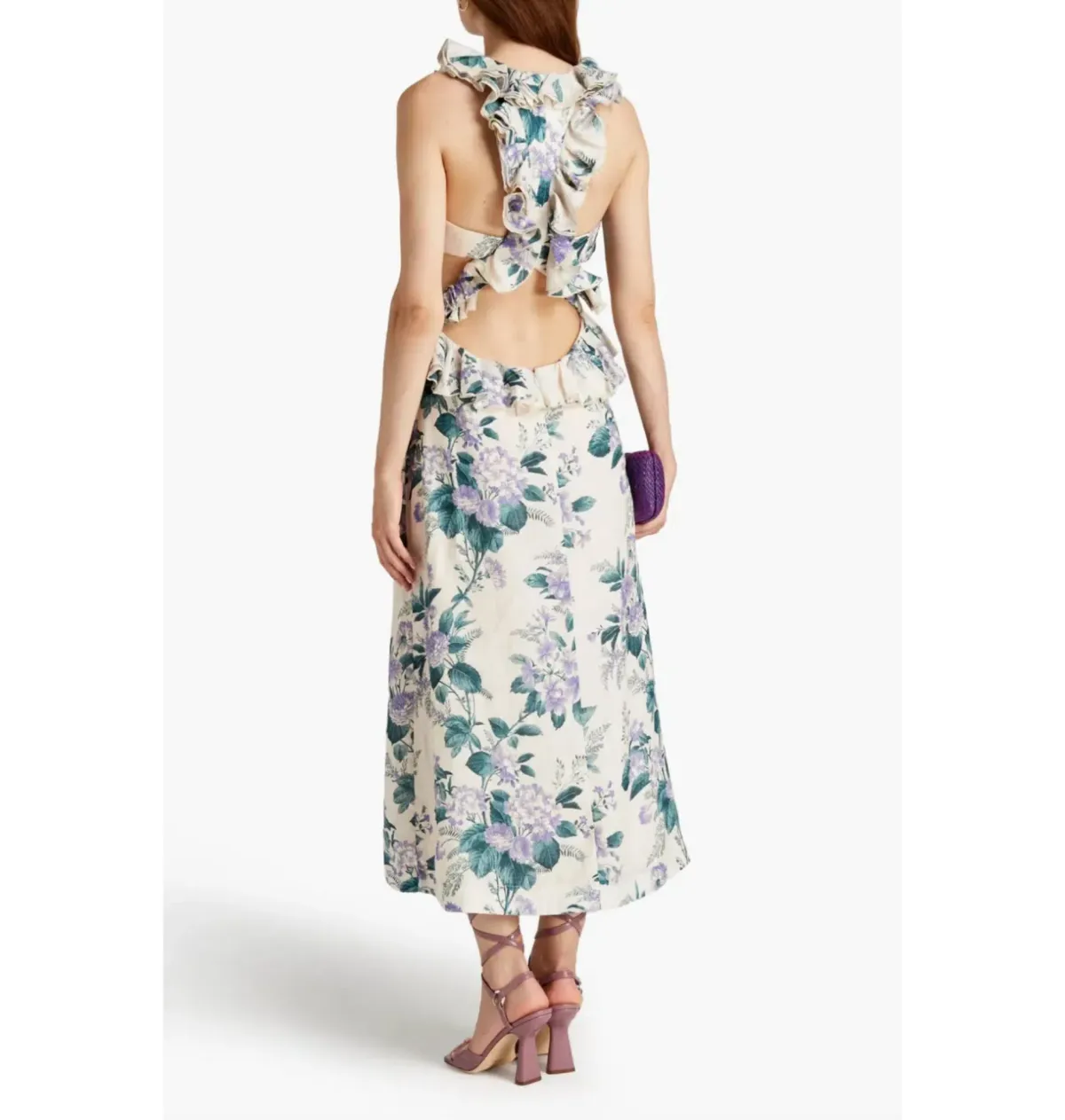 Zimmermann Cassia Ruffle Midi Dress Hydrangea Floral Size 2 / AU 12 - Image 2