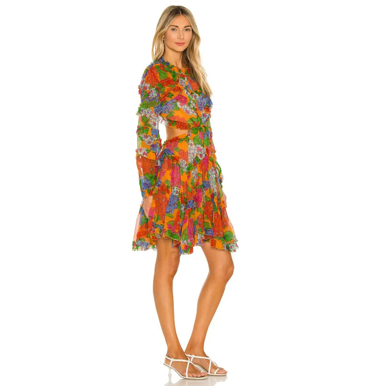 Zimmermann Riders Frill Mini Dress Mango Floral Size 2 / AU 12 - Image 2