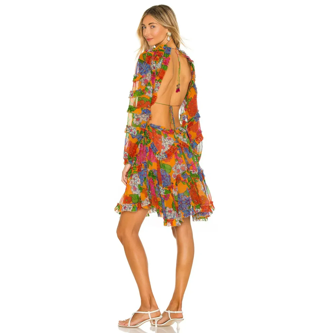Zimmermann Riders Frill Mini Dress Mango Floral Size 2 / AU 12 - Image 4