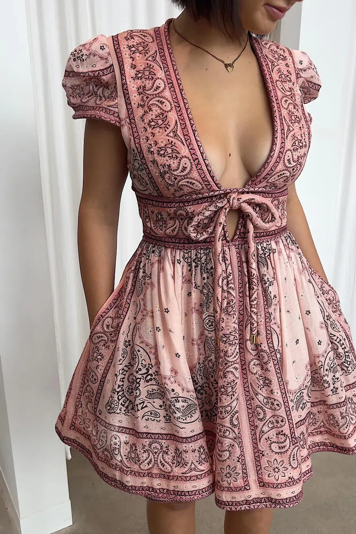 Zimmermann Matchmaker Mini Dress Pink Print Size 0 / AU 8 - Image 6