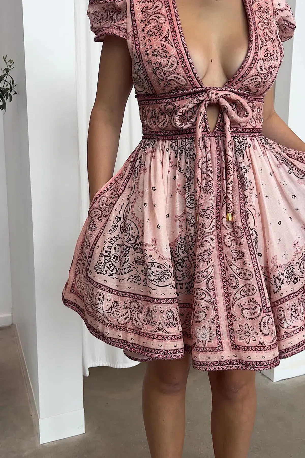Zimmermann Matchmaker Mini Dress Pink Print Size 0 / AU 8 - Image 5