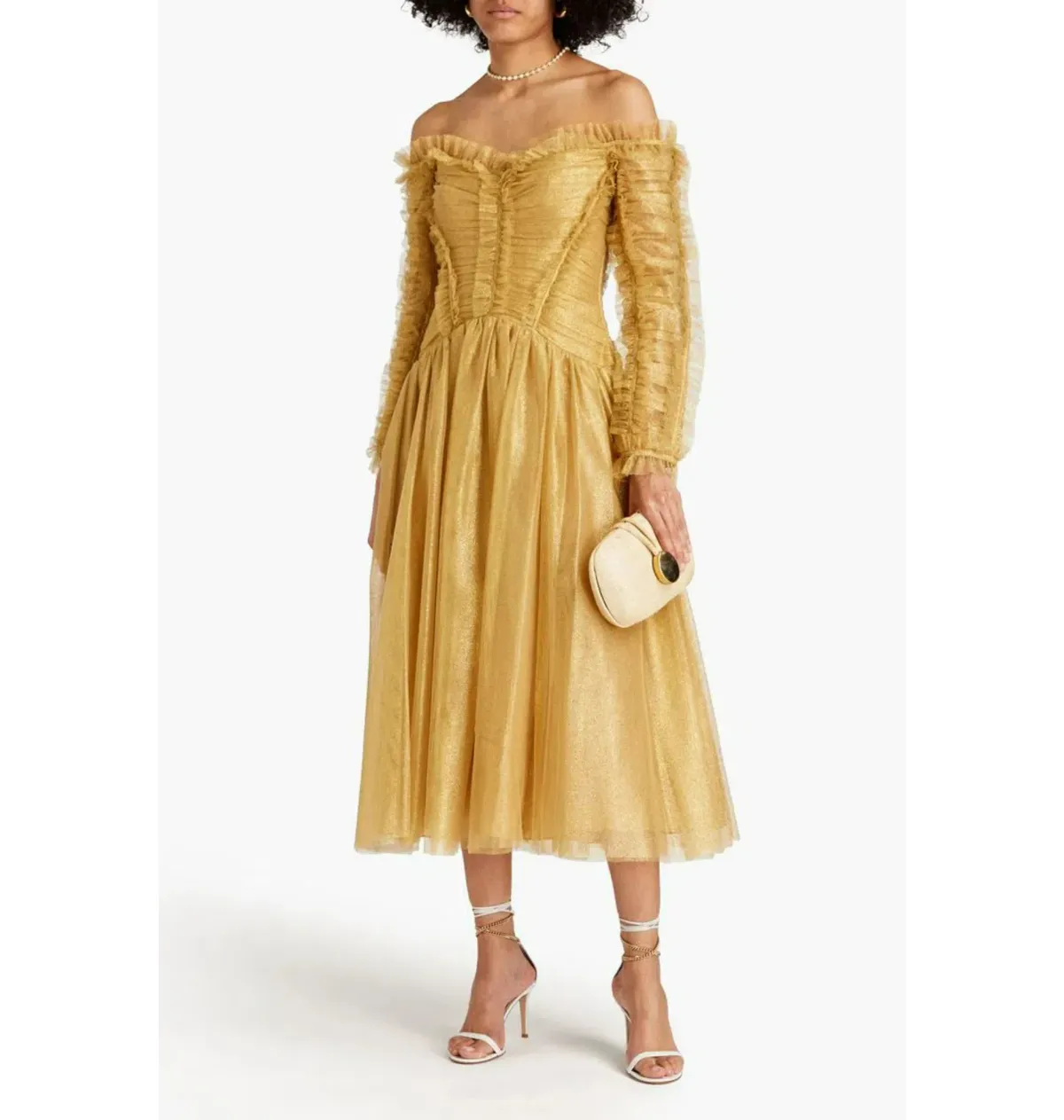 Zimmermann Prima Off Shoulder Dress Gold Size 1 / AU 10 - Image 1