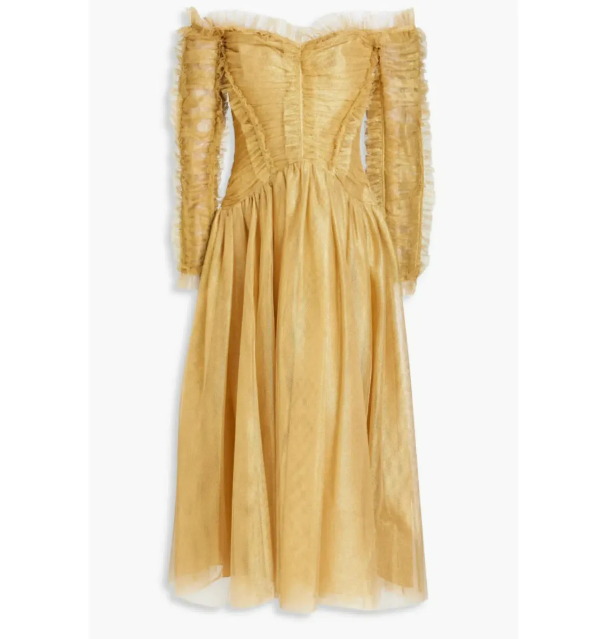 Zimmermann Prima Off Shoulder Dress Gold Size 1 / AU 10 - Image 3