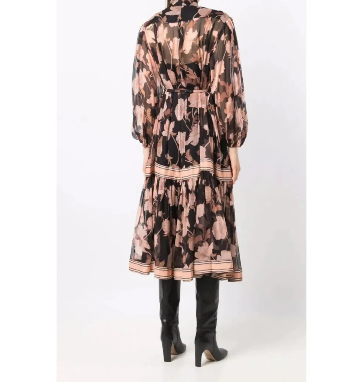 Zimmermann Concert Peonies Panelled Midi Dress Black Peonies Size 0 / AU 8 - Image 3
