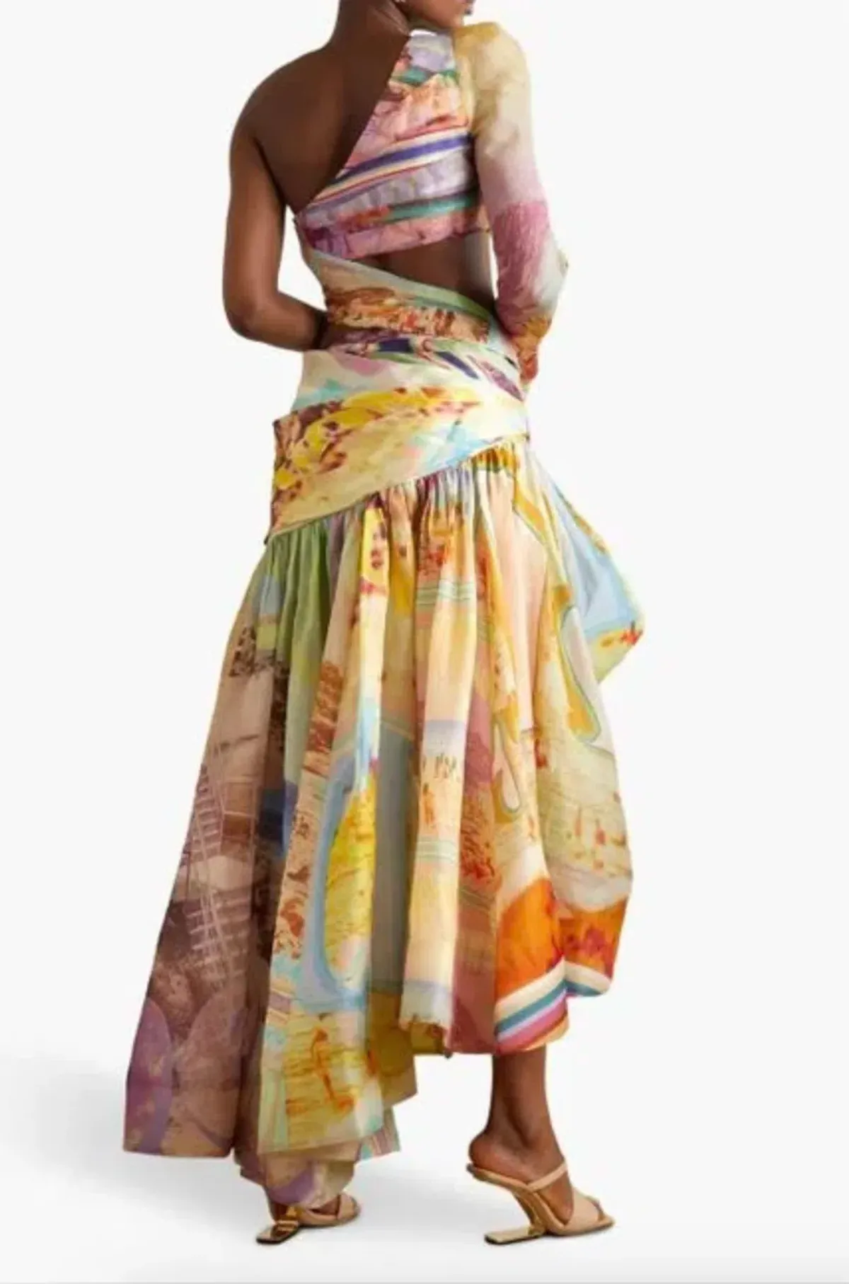 Zimmermann Tama Asymmetric Cut Out Dress Poster Print Size 0 / AU 8 - Image 3
