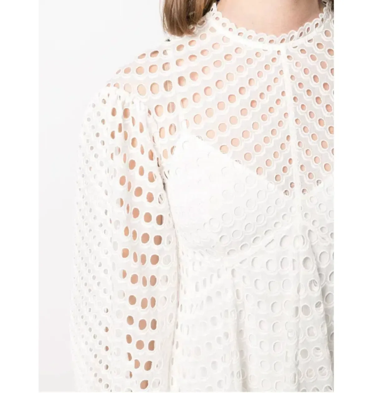 Zimmermann Poppy Eyelet Mini Dress Ivory Size 0 / AU 8 - Image 4
