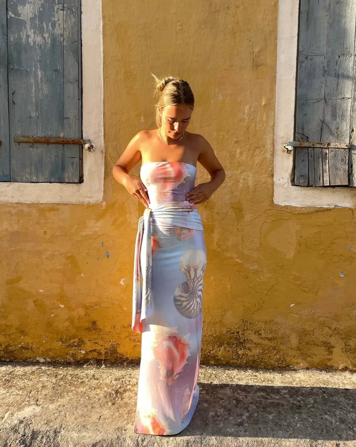 Odysseus & Penelope Draped Strapless Dress Ocean Pearl Size Medium / AU 10 - Image 2