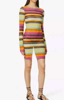 Missoni Zigzag Semi-Sheer Knitted Mini Dress Multi Size AU 6 for rent on The Volte - image 2